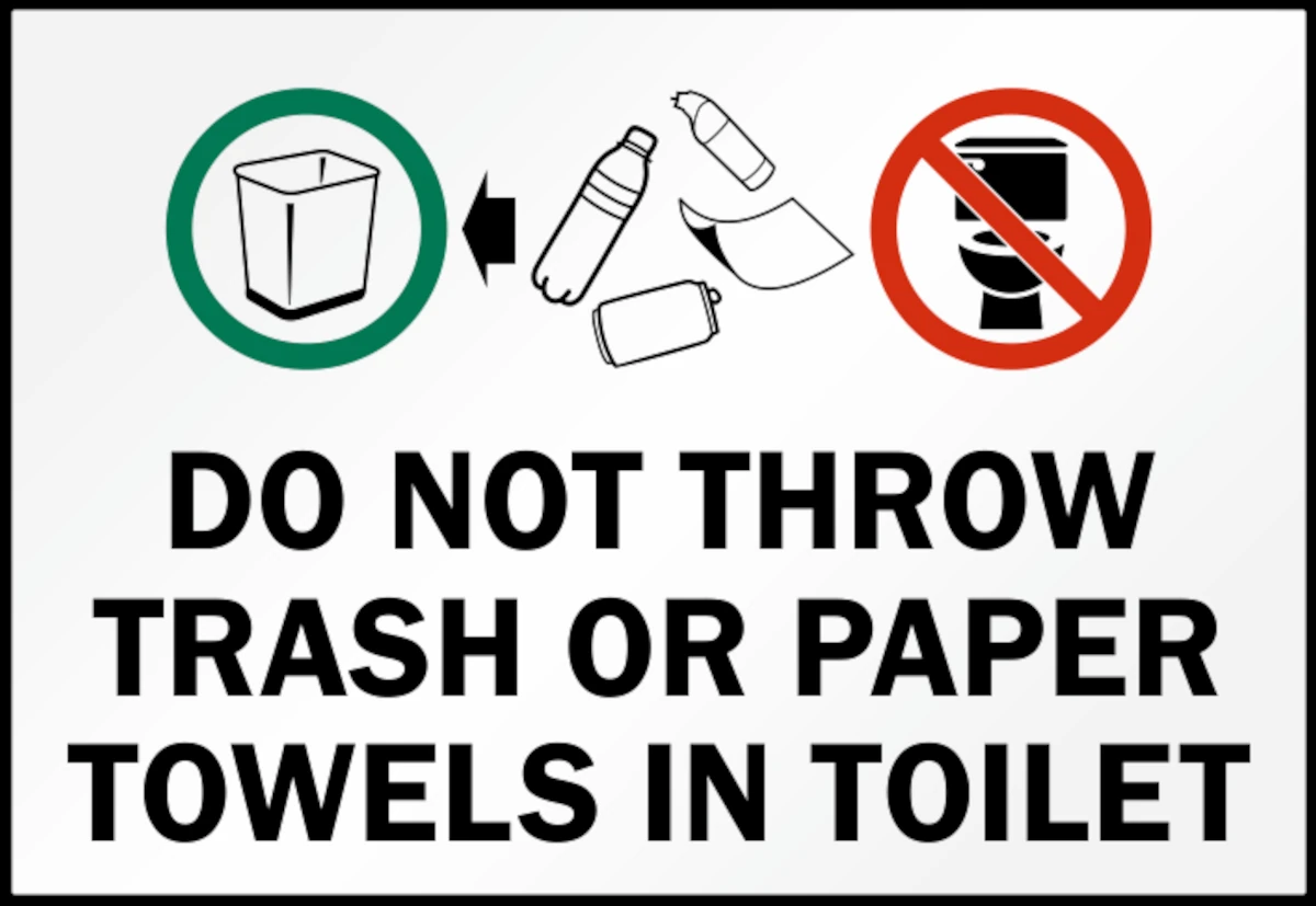 No tire toallas de papel en el inodoro